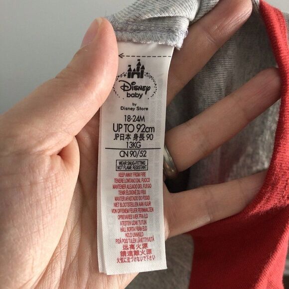Disney Store‎ Baby Size 18-24 Months Gray Red Long Sleeve Mickey Mouse Pajamas - Picture 12 of 14